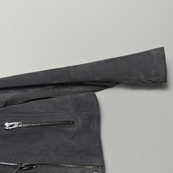 C AND C CALIFORNIA Gray Leather Zip Up Moto Jacket Size Medium - Picture 5 of 16